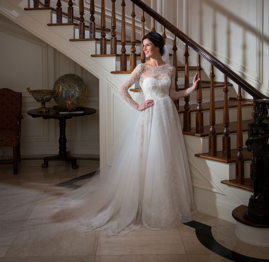 Bridal Portrait near Circuilar Stairs - Idaho Wedding Planner and Guide