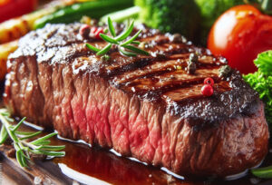 Closeup of Steak and Veggies