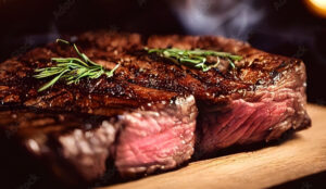 Closeup of a Perfectly Cooked Medium-rare Steak